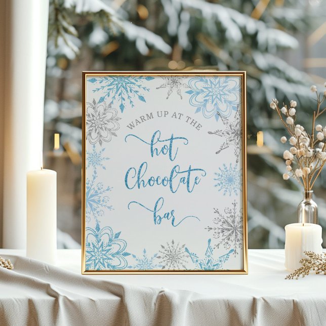 Poster Argent bleu Réchauffez-vous à la barre de chocolat (Créateur téléchargé)