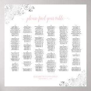 Poster Argent Dentelle rose Script de siège alphabétique