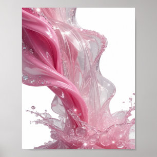 Poster Argent frappant Design d'écoulement de liquide ros