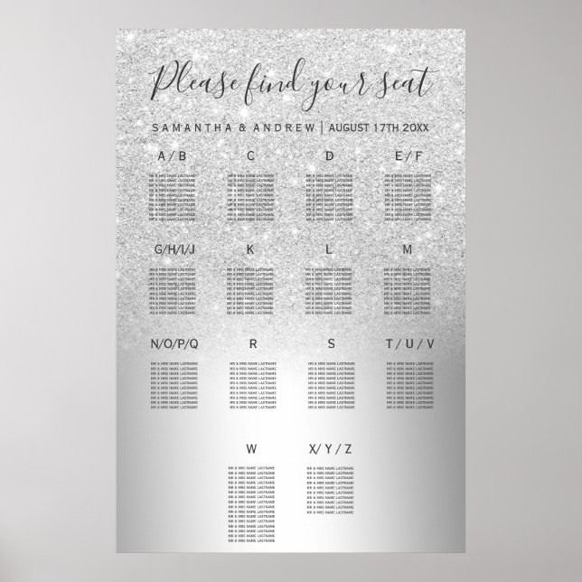 Poster Argent parties scintillant ombre métallique (Devant)