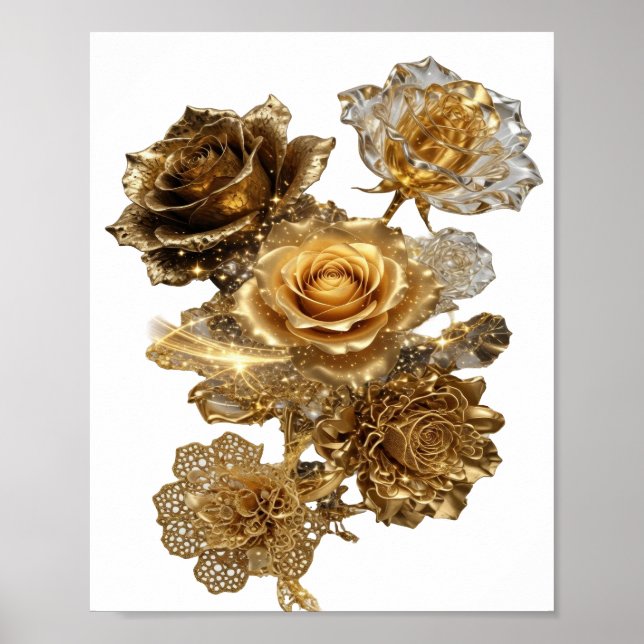 Poster Argent propre ROSES DORÉES (Devant)