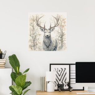 Poster Argent Spirit Animal Stag