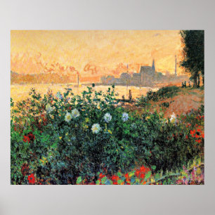 Poster Argenteuil, Fleurs au bord de la rivière,