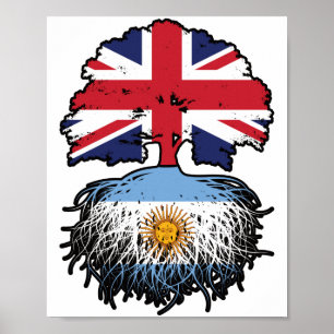 Poster Argentine Argentine Royaume-Uni drapeau des racine