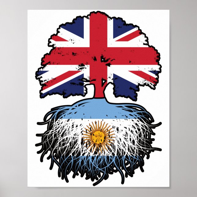 Poster Argentine Argentine Royaume-Uni drapeau des racine (Devant)
