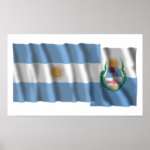 Poster Argentine & Mendoza brandissant des drapeaux