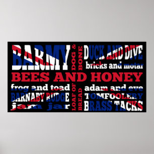 Poster Argot de "Cockney Rhyming" sur Union Jack noire