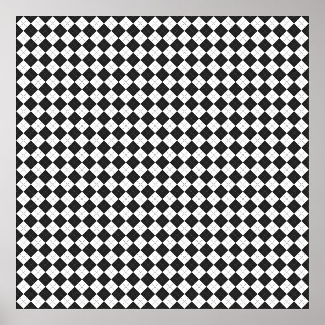 Poster Argyle plaid. Scottish pattern in white and black  (Devant)