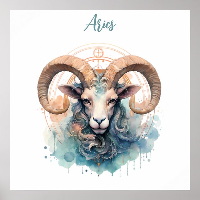 Poster Aries Astrologie signe zodiaque Aries dans waterco (Devant)