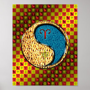 Poster Aries et singe de l'eau