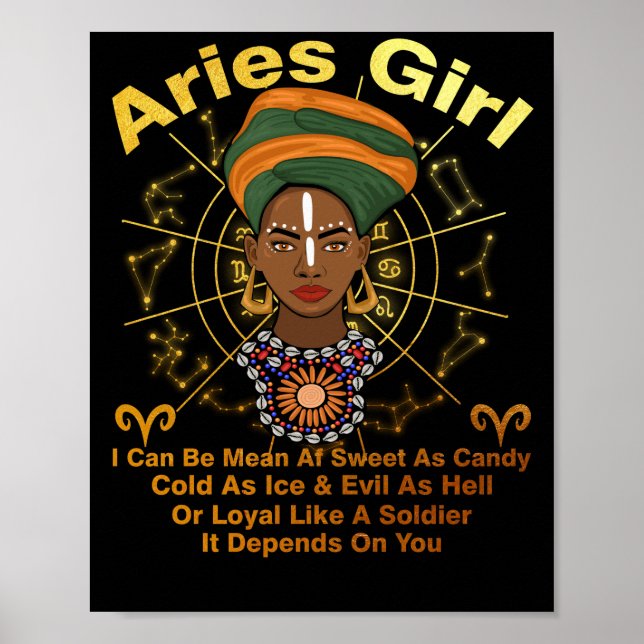 Poster Aries Queen Sweet As Candy Birthday Black Women (Devant)