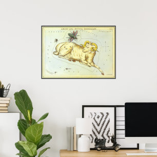 Poster Aries Ram, Constellation Vintage, Miroir d'Uranie