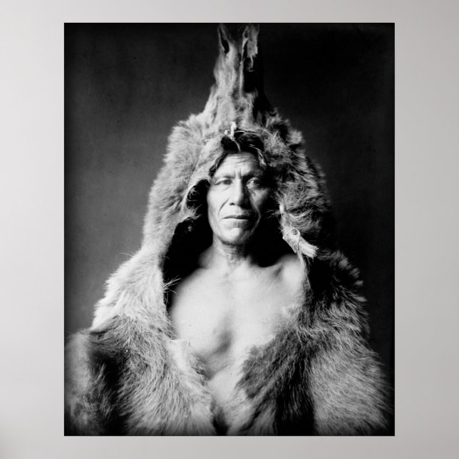 Poster Arikara Indian, Bear's Belly, portant peau d'ours (Devant)