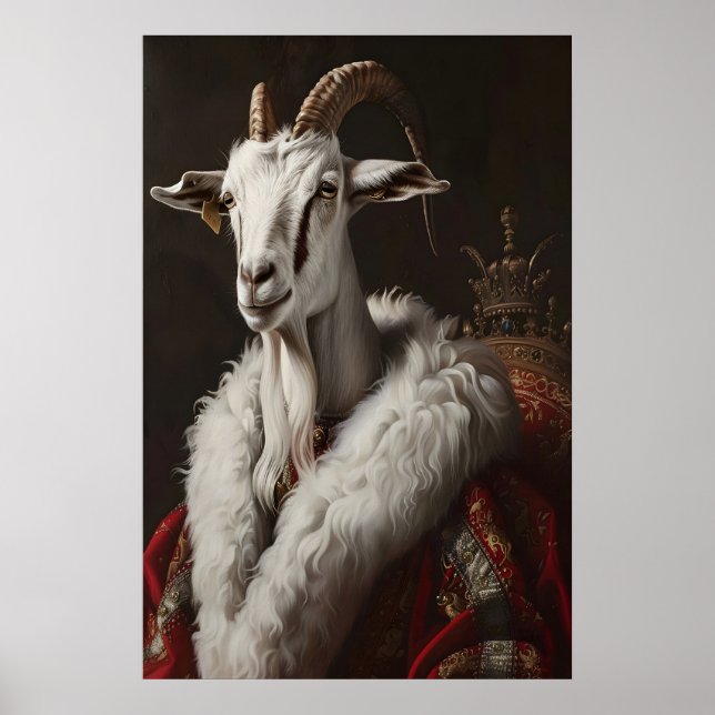 Poster Aristocratic Goat Portrait, Renaissance Animal Art (Devant)