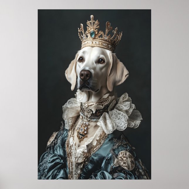 Poster Aristocratic Labrador Art Print, Funny Renaissance (Devant)