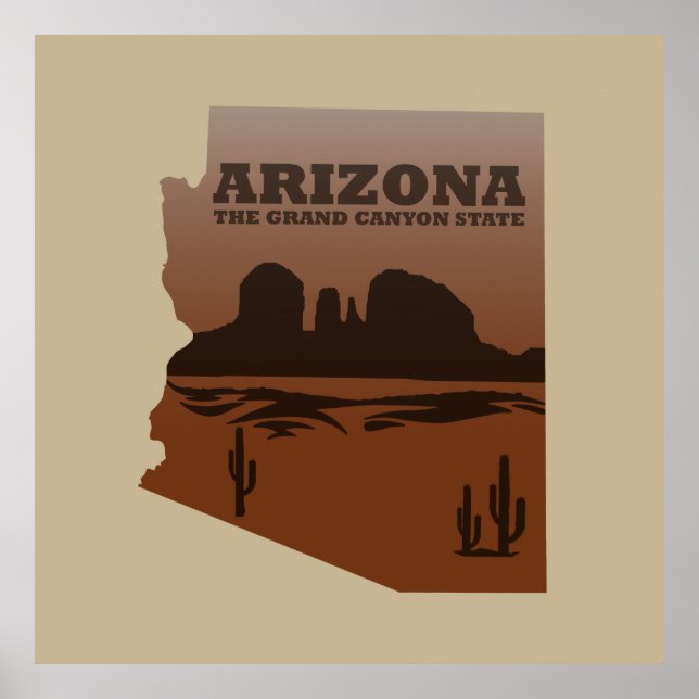Poster Arizona carte Grand Canyon paysage (Devant)