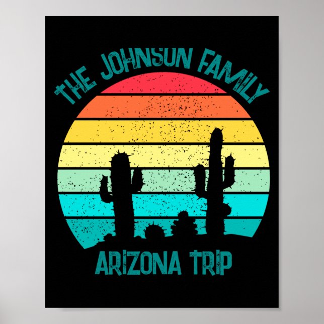 Poster Arizona Desert Cactus Sunset Trip Kids  (Devant)