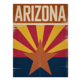 Poster Arizona Flag Retro Style Art Print - Southwest 
