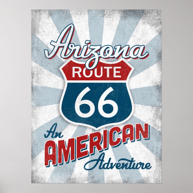 Poster Arizona Route 66 Amérique Vintage (Devant)