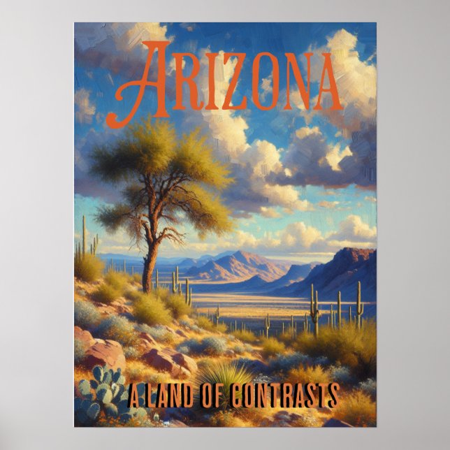 Poster Arizona Terre de contrastes Paysage (Devant)