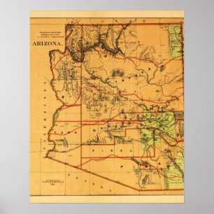 Poster Arizona TerritoireCarte panoramiqueArizona