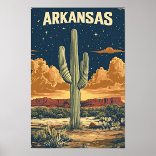 Poster Arkansas États-Unis Art Illustration Vintage Voyag