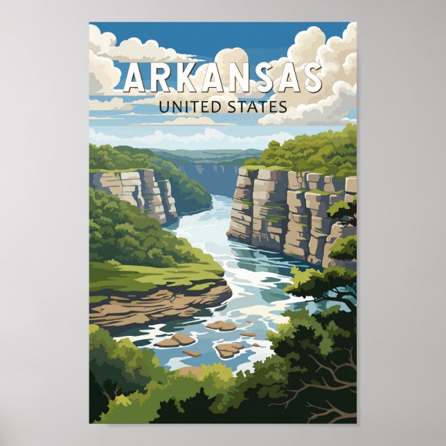 Poster Arkansas Travel Art Vintage (Devant)