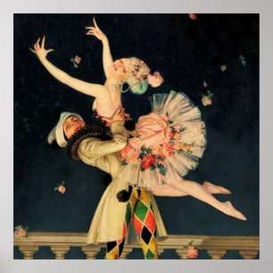 Poster "Arlequin et Columbine" par FX Leyendecker