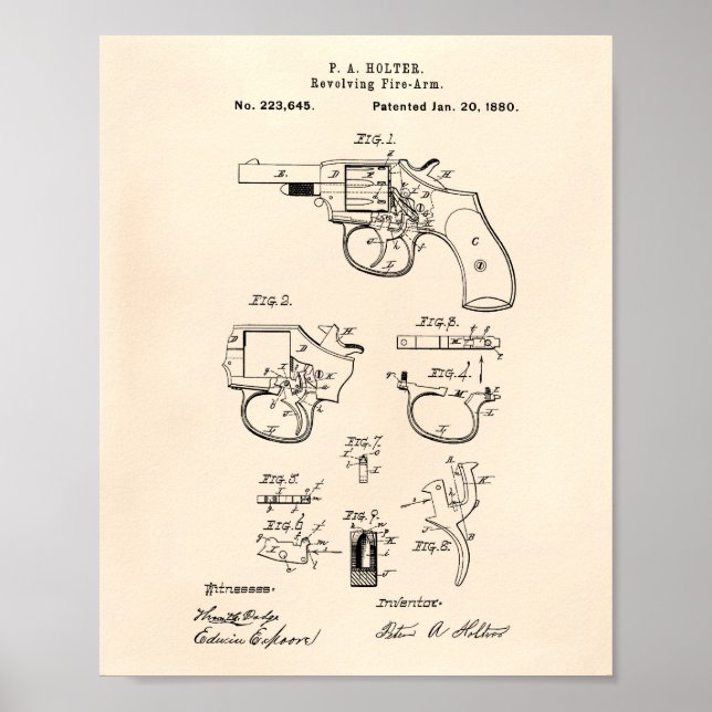 Poster Arme de feu révolutionnaire 1880 Brevet Art vieux  (Devant)