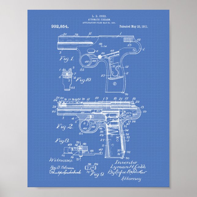 Poster Arme de police 1911 Brevet - Plan directeur (Devant)