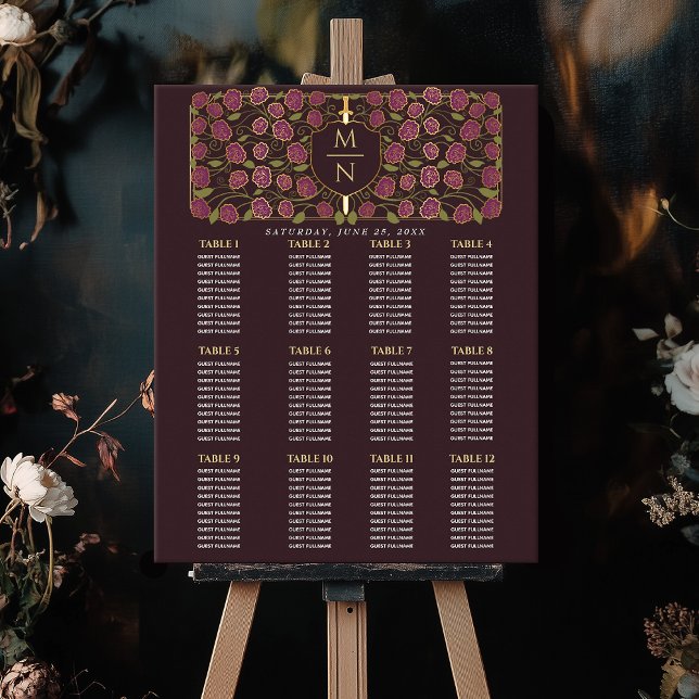 Poster Arme et Bouclier Monogramme médiéval Carte de sièg (Créateur téléchargé)