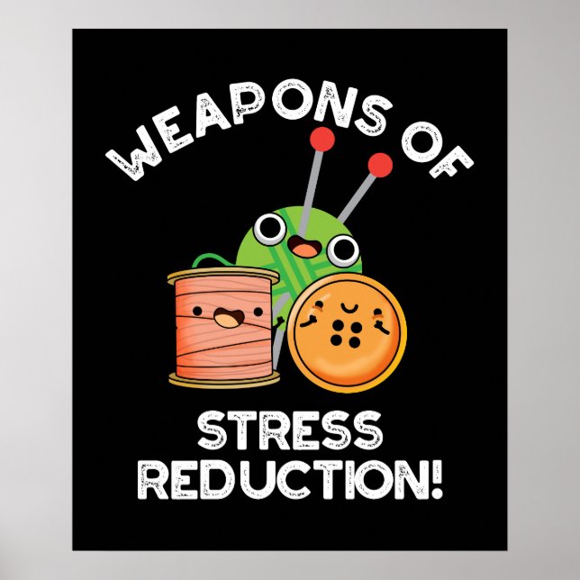 Poster Armes De Stress Réduction Drôle Tricot Dark BG (Devant)
