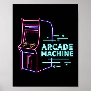 Poster Armoire d'arcade de machine Neon Arcade 80s rétro