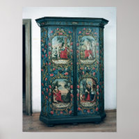 Armoire décorée avec des scènes des quatre