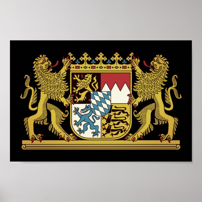 Poster Armoiries de Bavière - ALLEMAGNE (Devant)