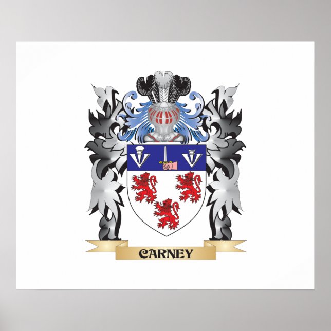 Poster Armoiries de Carney - Cimier de famille (Devant)