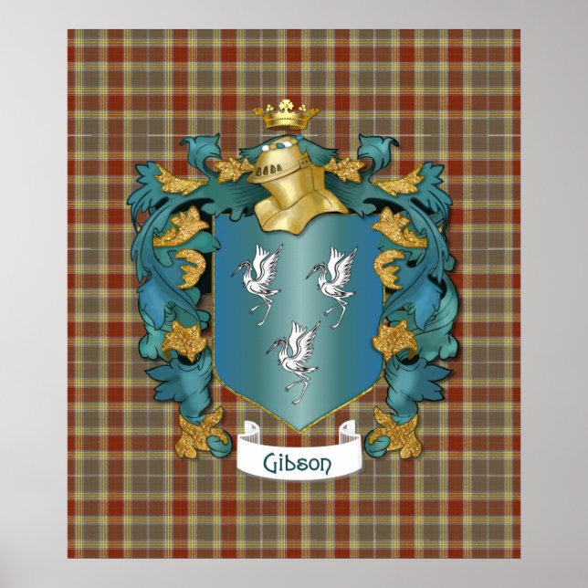 Poster Armoiries de Gibson et Tartan (Devant)