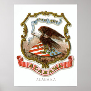 Poster Armoiries de l'État vintage de l'Alabama