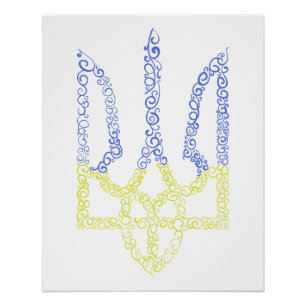 Poster Armoiries de l'Ukraine trident motif de la spirale