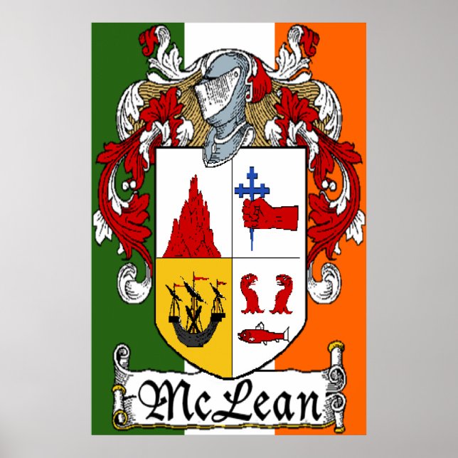 Poster Armoiries de McLean Drapeau irlandais Imprimer (Devant)