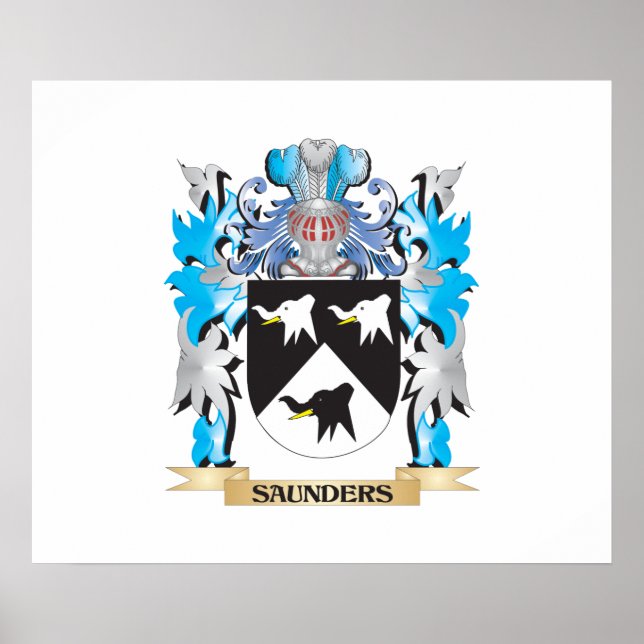 Poster Armoiries de Saunders - Armoiries de famille (Devant)