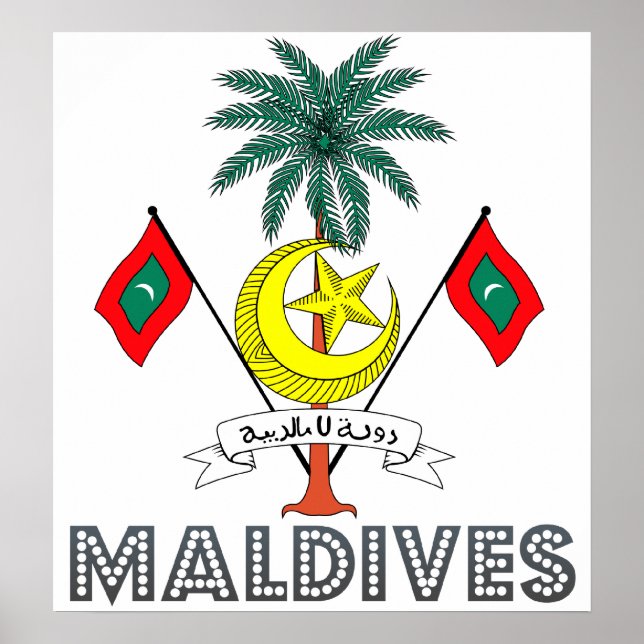 Poster Armoiries des Maldives (Devant)