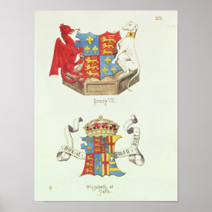Poster Armoiries d'Henri VII et d'Elizabeth d'York