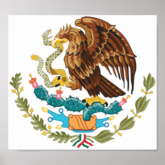 Poster Armoiries du Mexique - Drapeau du Mexique (Devant)