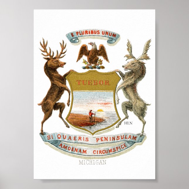 Poster Armoiries du Michigan (Devant)
