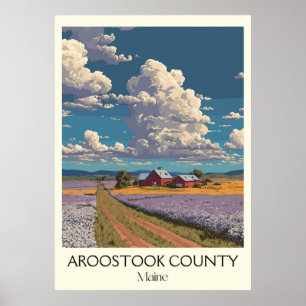 Poster Aroostook County ME Vintage Rural Farm Paysage
