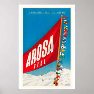 Poster Arosa Ziel Suisse Courses de Ski Suisses Ski Vinta