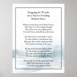 Poster Arrêt aux bois un soir de neige Poème Robert Frost
