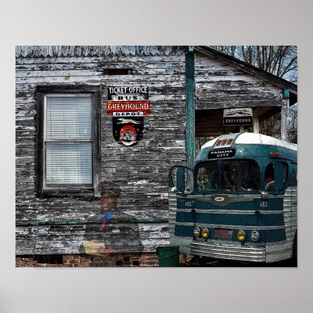 Poster Arrêt de bus Greyhound (Devant)