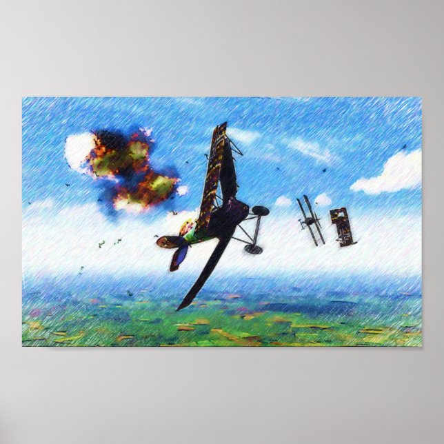 Poster Arrêt Fokker D.VII par Nieuport 28.C1 (Devant)